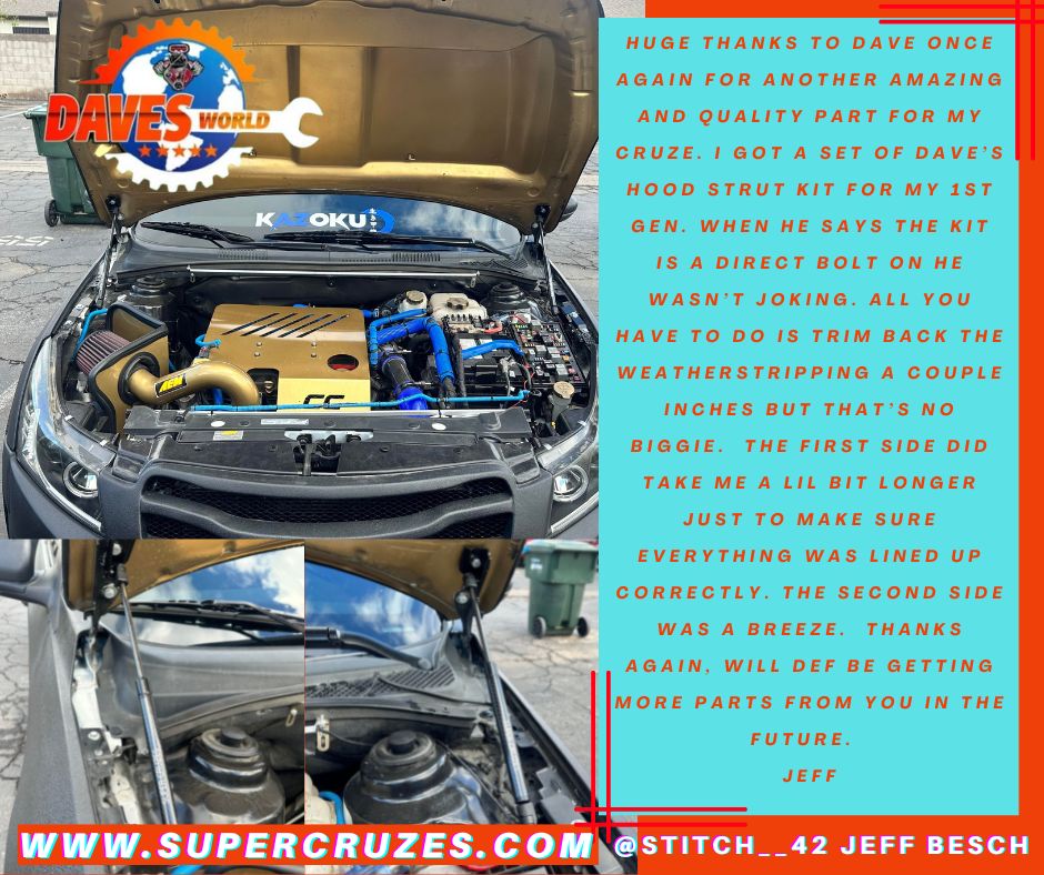 CRUZE Hood struts 2010-2019 Cruze gen1 and gen 2