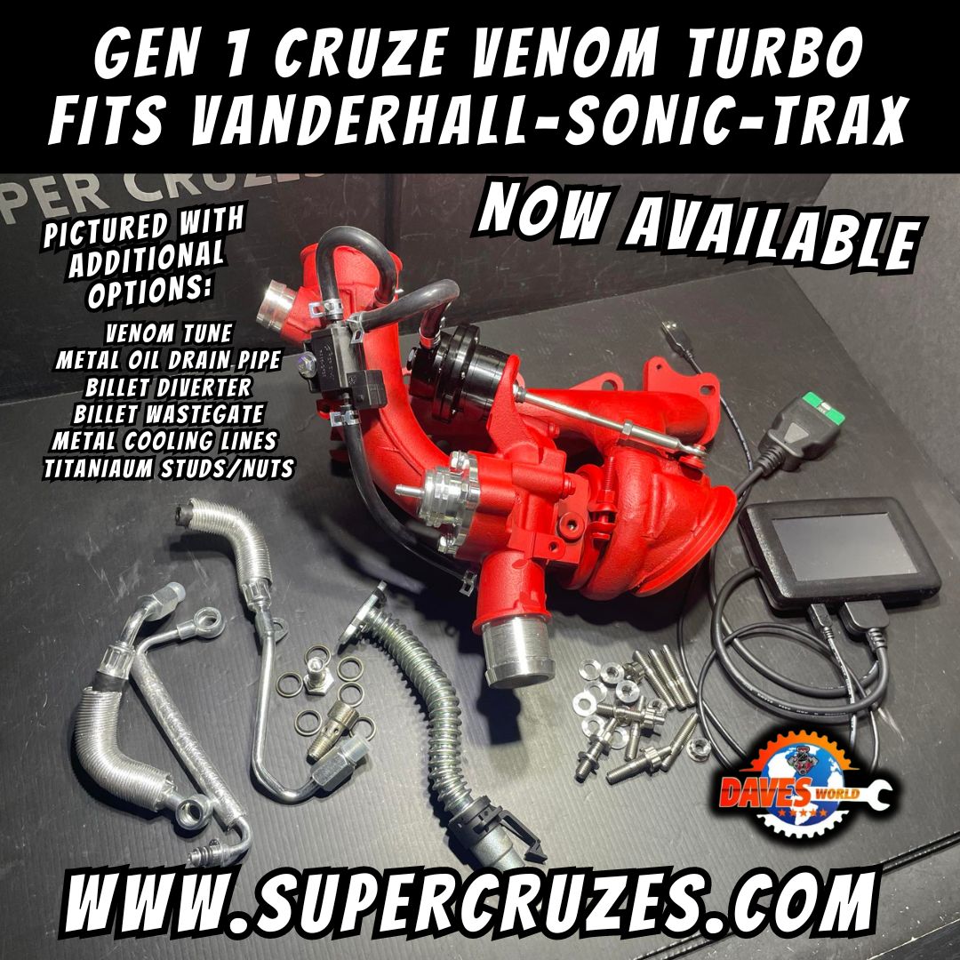 Venom Turbochargers 1.4 CRUZE Sonic Trax upgrades 2010 and up