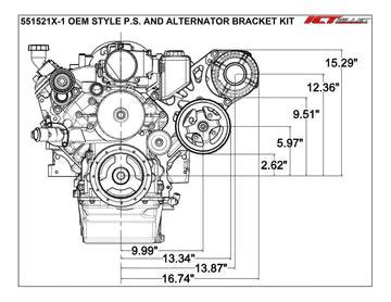 LS Alternator / Power Steering Pump Bracket Kit - Corvette Factory Location - Corvette Spacing